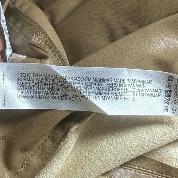 Zara Camel High-Waisted Faux Leather Flare Pants Chic Retro Wide Leg Trousers-XS - Picture 14 of 14